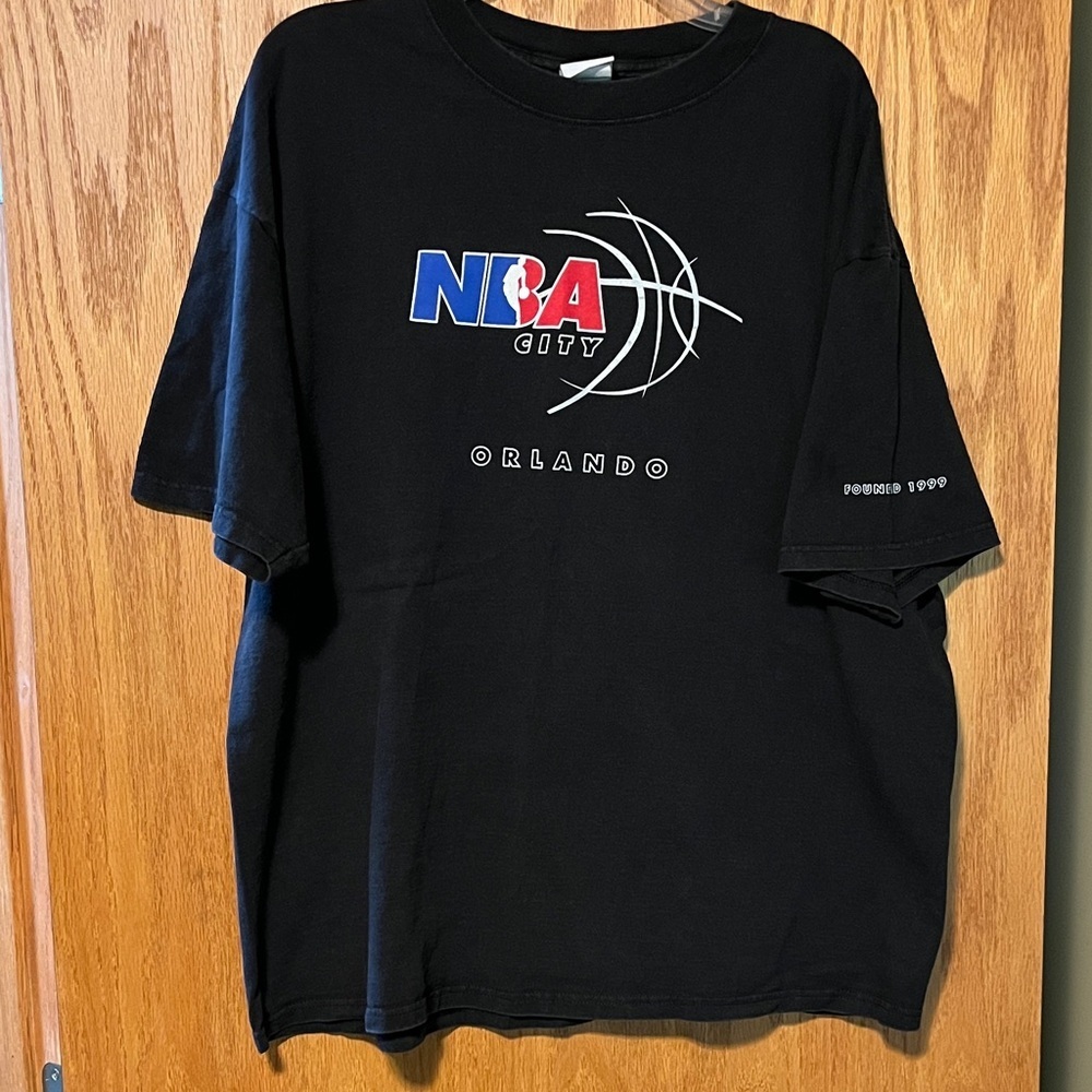 NBA Orlando Black Tee with Red and Blue Logo